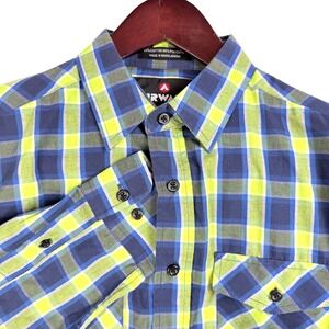 Airwalk Plaid Button Down Shirt Mens‎ Medium Blue Lime Green Skater Streetwear